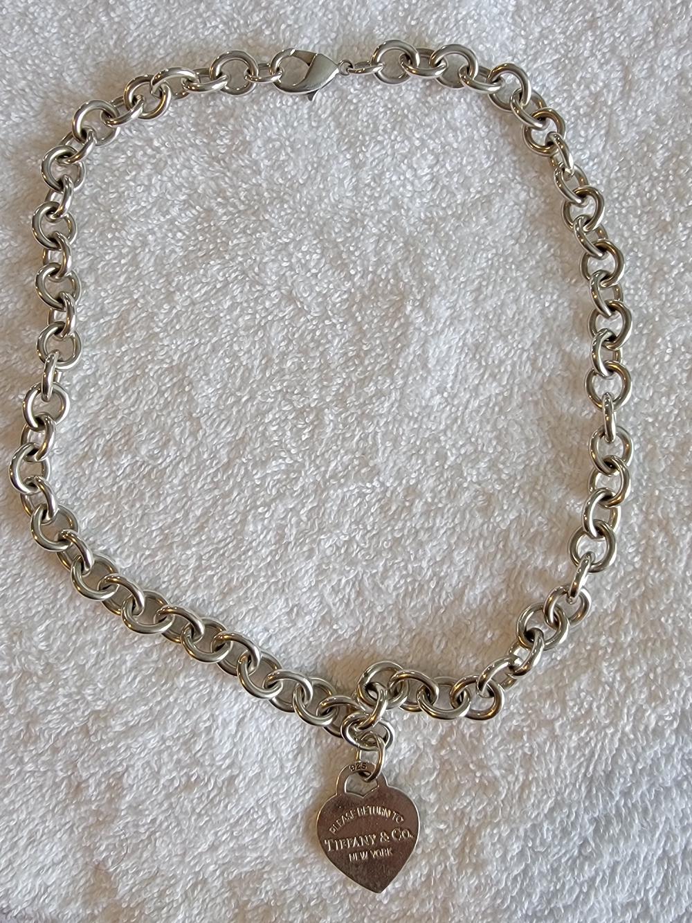 Tiffany & Co. Polished Silver Heart Tag Link Necklace